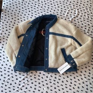 Brand New Faux Sheep Wool Denim Jacket
